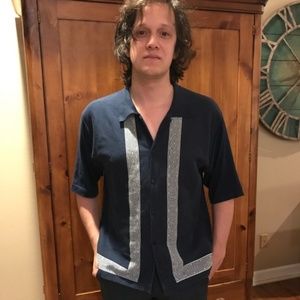 NAT NAST Men's Blue Short Sleeved Knit Shirt SizeM